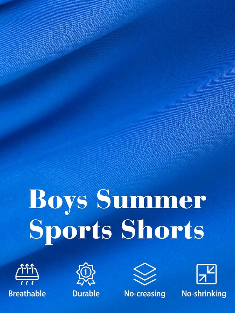 Resinta 4 Pack Toddler Boy Shorts Elastic Waist Boys Athletic Basketball Soccer Shorts Summer Pull-On Comfort for Playwear - Image 2